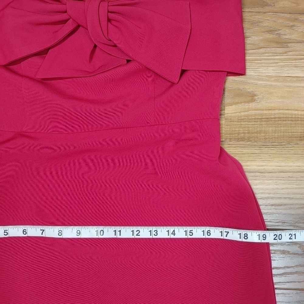 Sam Edelman Red Bow Front Sheath Strapless Dress Size 10 - Picture 5 of 13